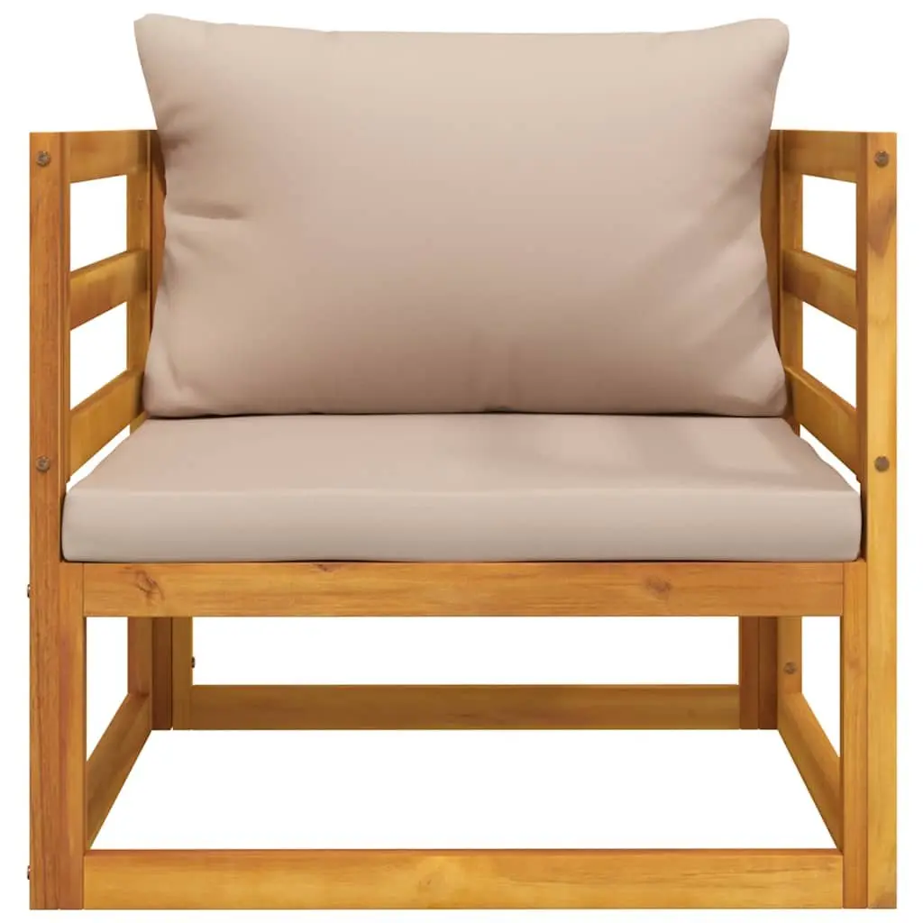Outdoor Garden Chair Taupe Solid Acacia Wood Backrest Padded Cushion