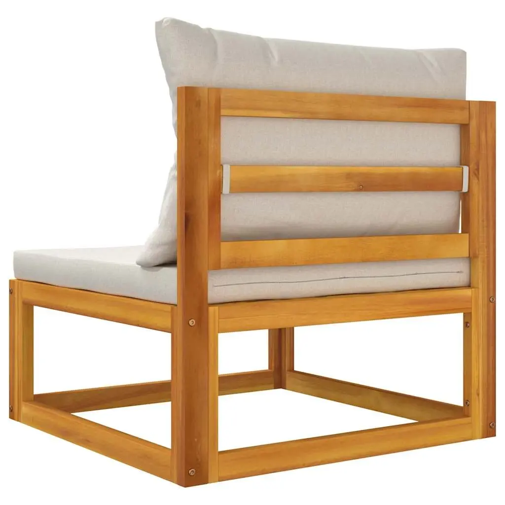 3 Piece Outdoor Garden Lounge Set Grey Cushions Solid Acacia Wood Coffee Table