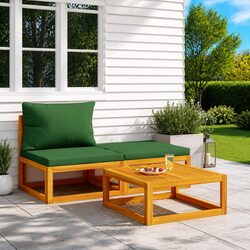 3 Piece Garden Lounge Set with Cushions Solid Wood Acacia Outdoor Sectional Sofa