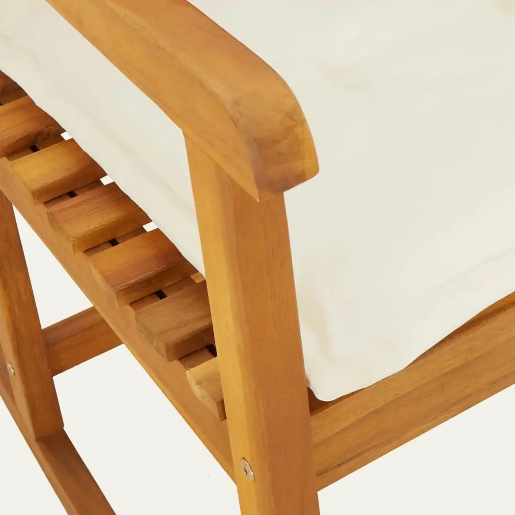 Rocking Chair Brown Solid Acacia Wood Cushioned Indoor Outdoor Relaxation