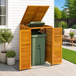 Solid Wood Garbage Bin Shed for Easy Storage