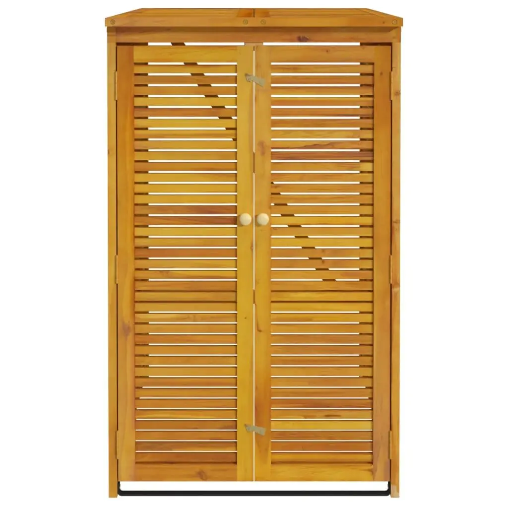 Solid Wood Garbage Bin Shed Brown Large Lockable Doors Automatic Lid System