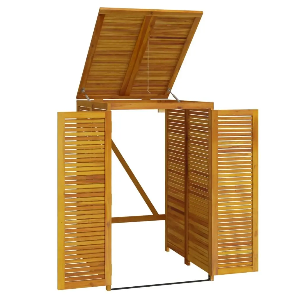 Solid Wood Garbage Bin Shed Brown Large Lockable Doors Automatic Lid System
