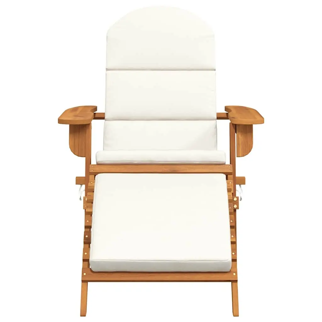 Adirondack Chair Brown Solid Acacia Wood Outdoor Lounger with Footrest