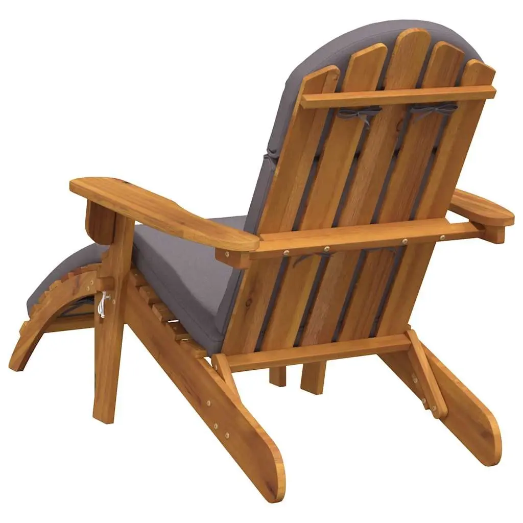 Adirondack Chair Brown Wooden Foldable with Integrated Footrest