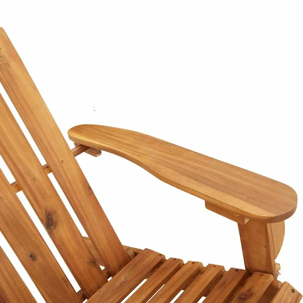 Adirondack Chair Brown Wooden Foldable with Integrated Footrest