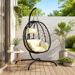 Compact Hanging Egg Chair with Cushion for Relaxation