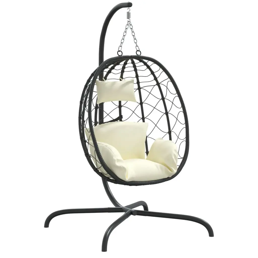 Hanging Egg Chair with Cushion Cream Outdoor Garden Swing Rocking Relaxation