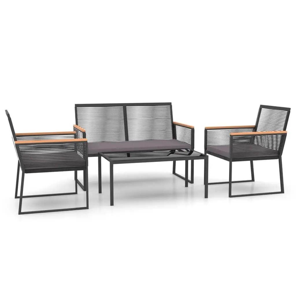 Garden Lounge Set with Cushions in Black