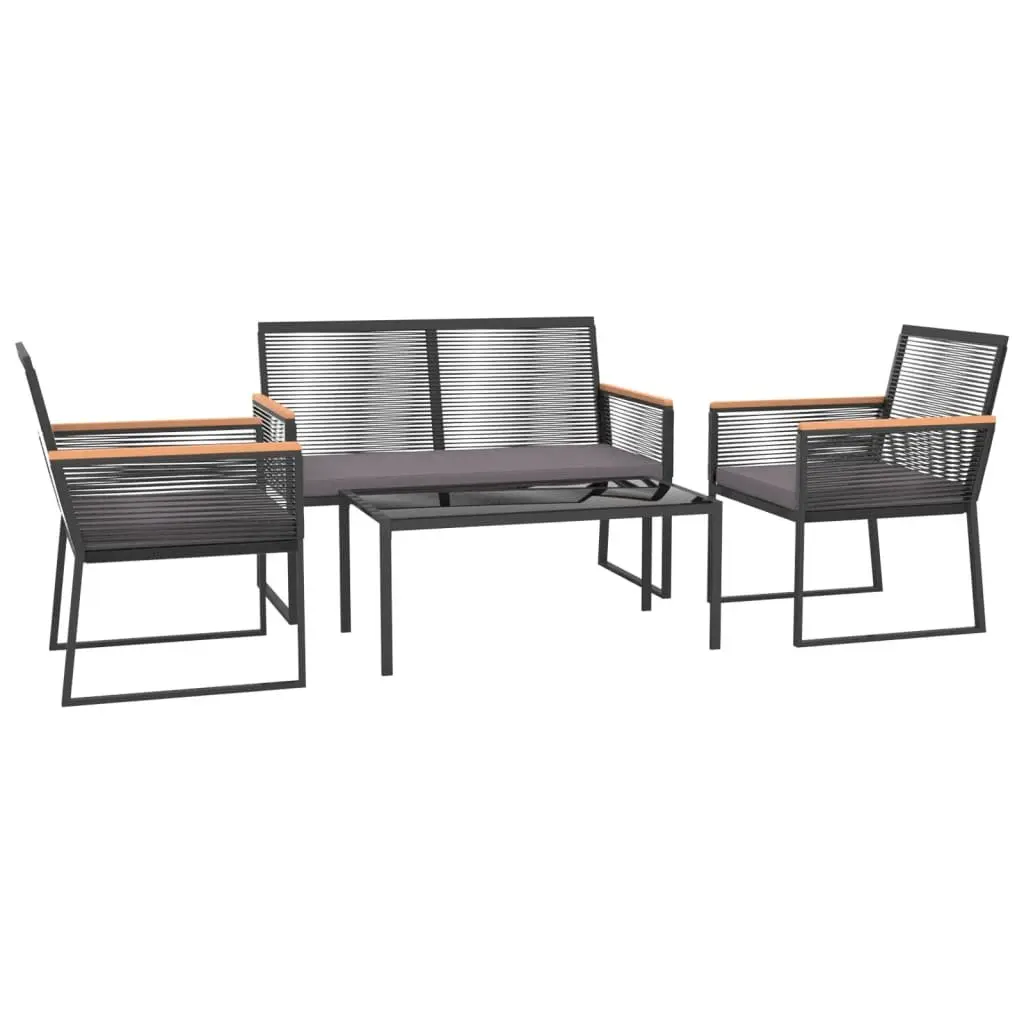 Garden Lounge Set with Cushions in Black