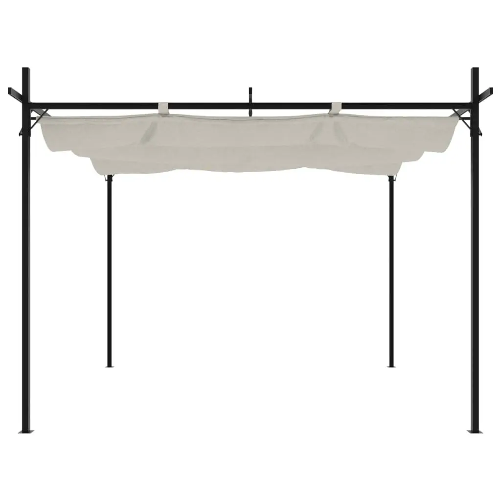 Retractable Pergola Cream 295x292x230cm Outdoor Shade with Adjustable Roof Mechanism