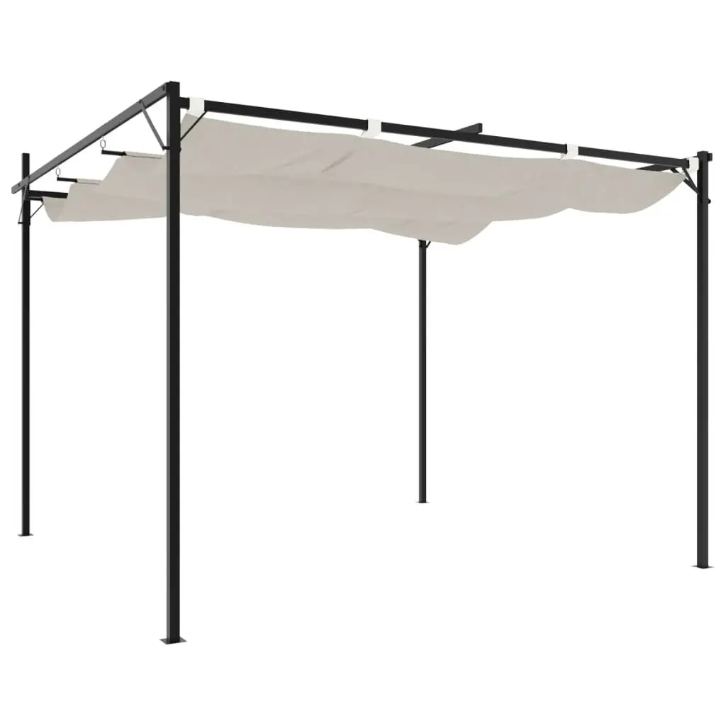 Retractable Pergola Cream 295x292x230cm Outdoor Shade with Adjustable Roof Mechanism