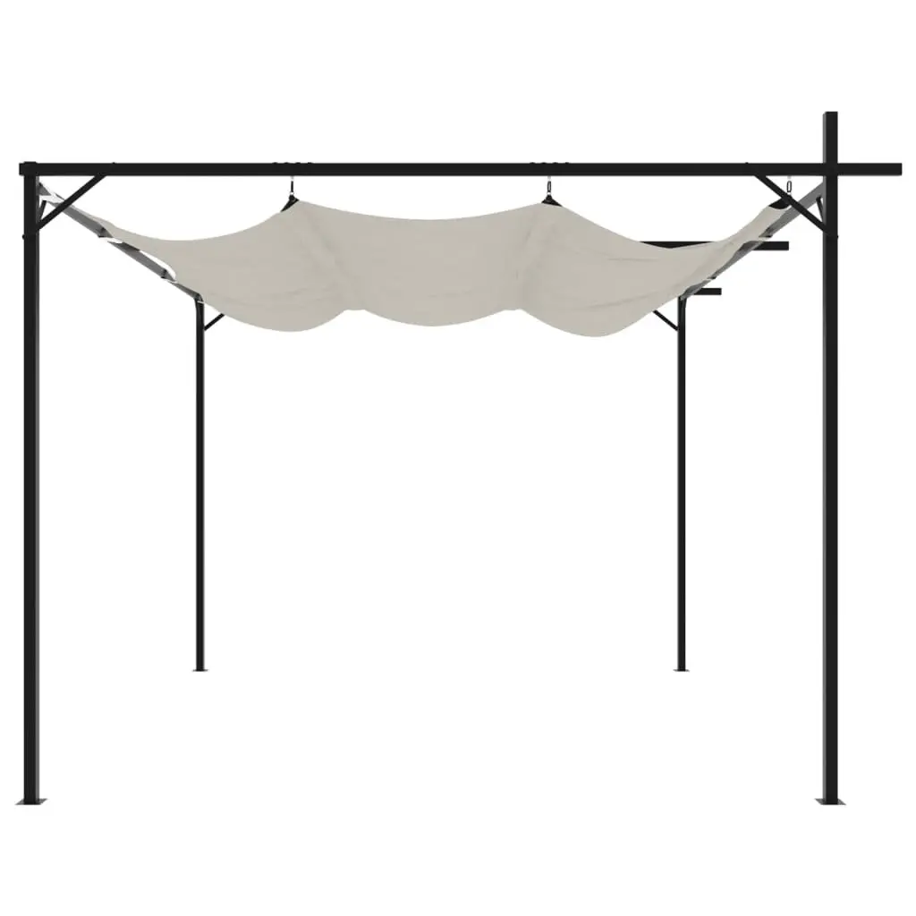 Retractable Pergola Cream 295x292x230cm Outdoor Shade with Adjustable Roof Mechanism