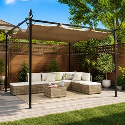 Concise and Functional Taupe Pergola with Roof