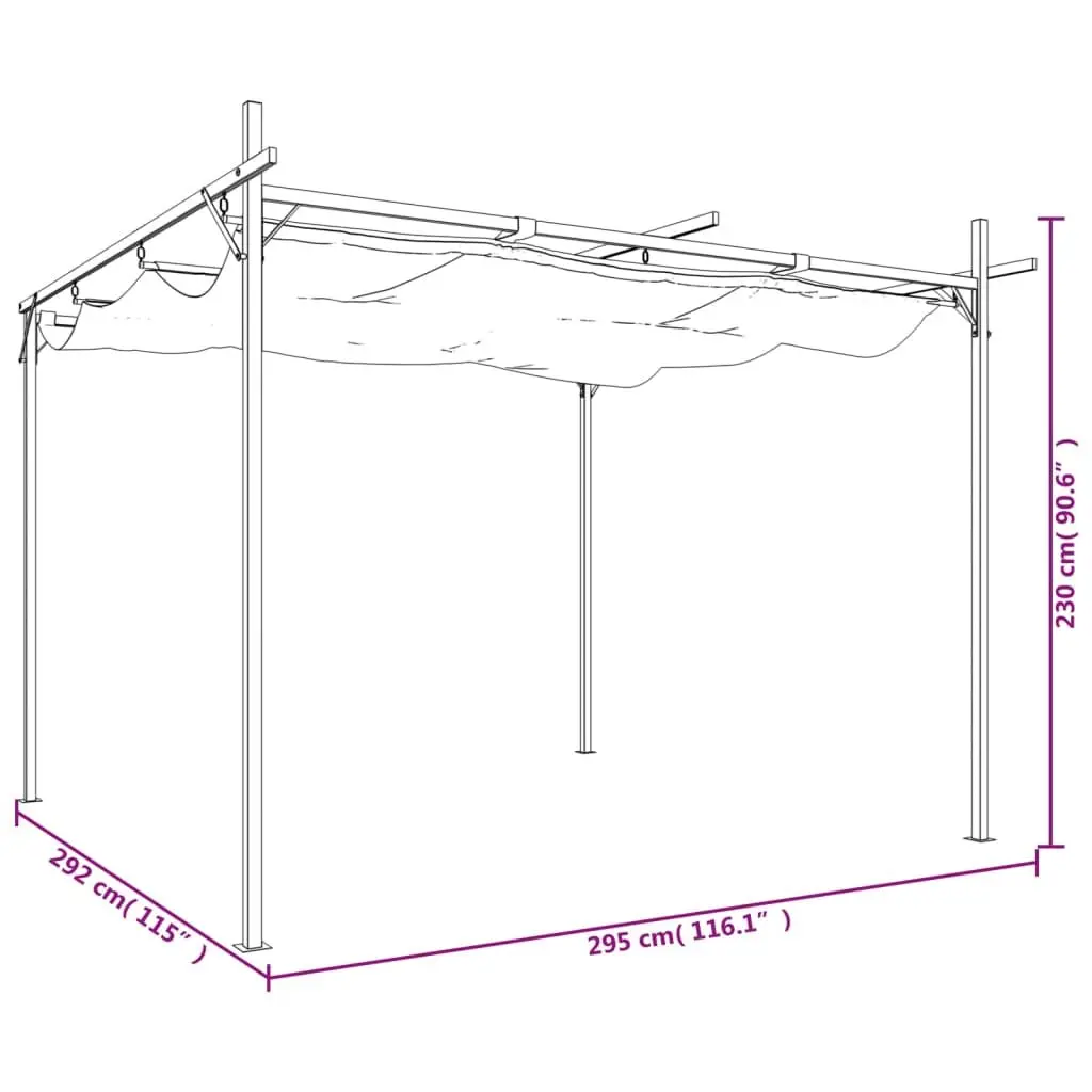 Pergola Taupe 295 x 292 x 230 cm Retractable Roof Outdoor Garden Shade Structure