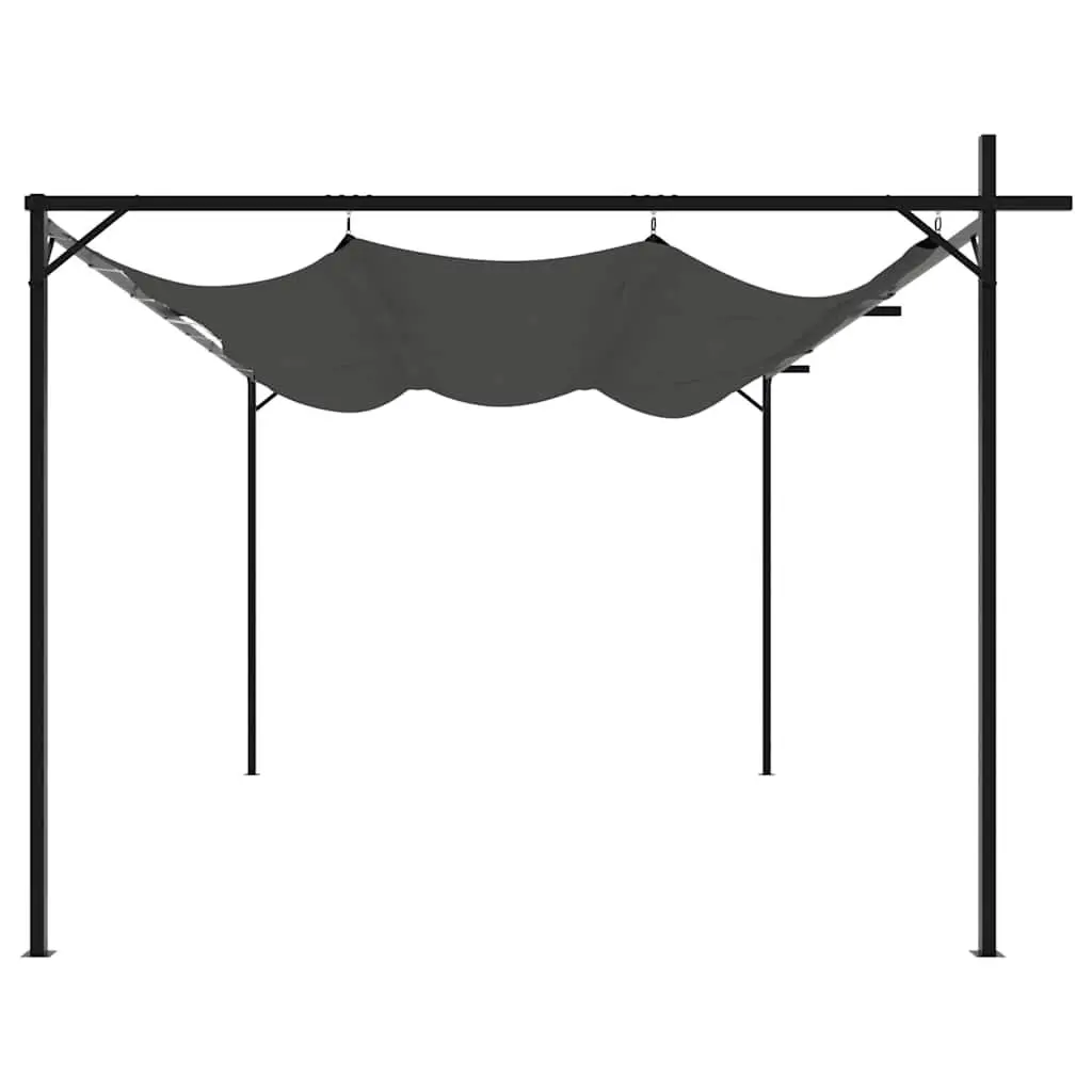 Retractable Roof Pergola Anthracite Outdoor Canopy Shelter Garden Pavilion 395L x 292W x 230H cm UV Resistant Polyester Fabric