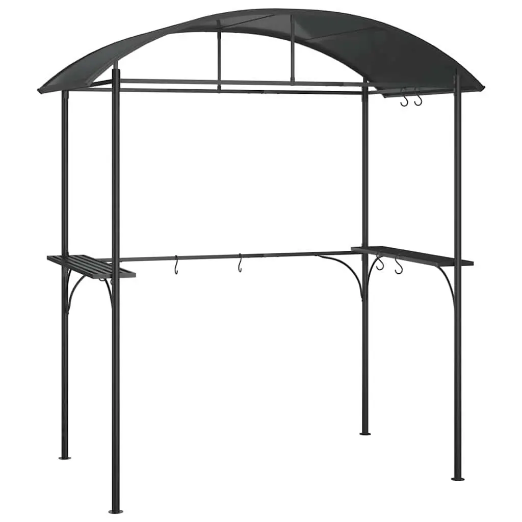 BBQ Gazebo Anthracite 220x115x230cm Steel Frame with Side Shelves and Hanging Bars for Outdoor Entertaining