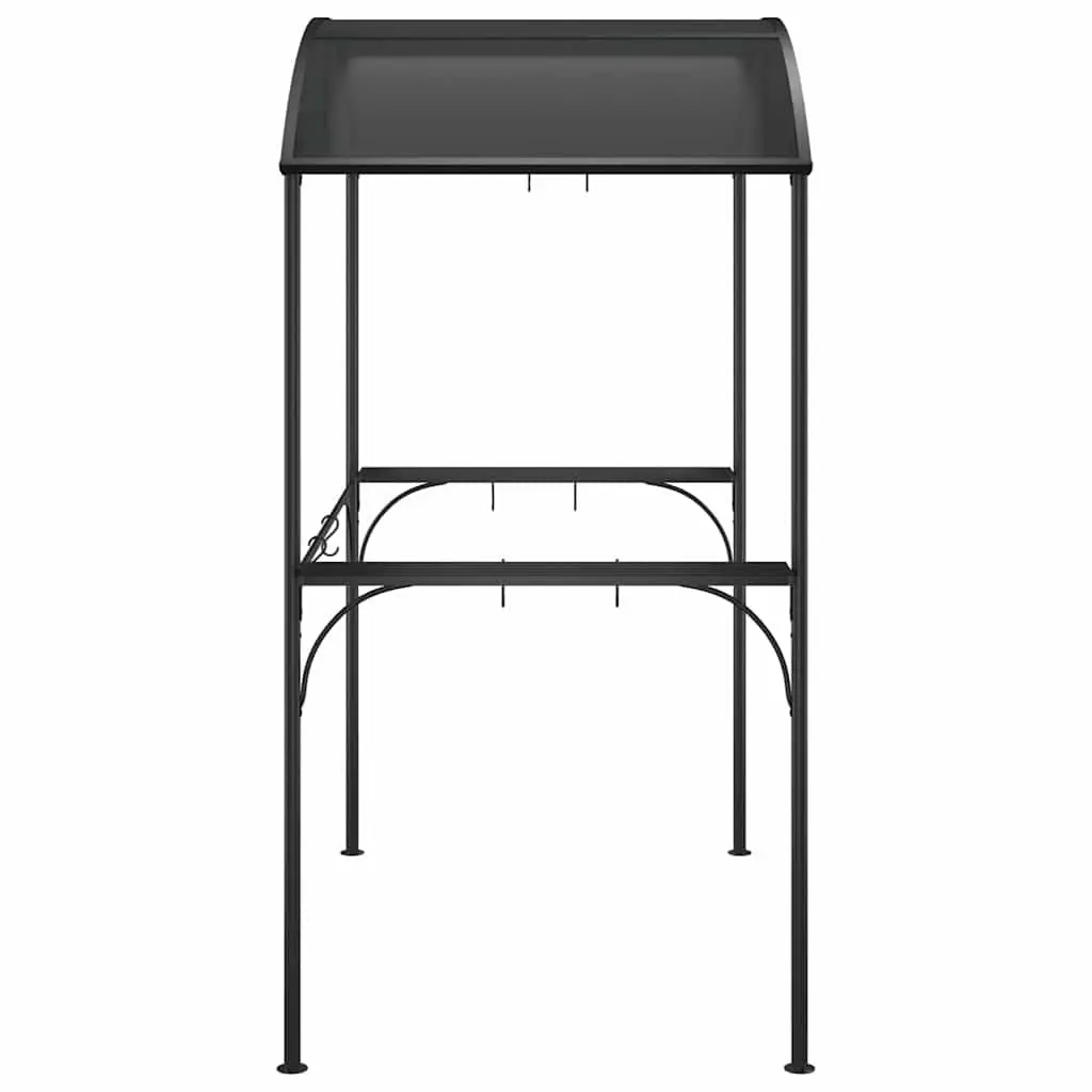 BBQ Gazebo Anthracite 220x115x230cm Steel Frame with Side Shelves and Hanging Bars for Outdoor Entertaining