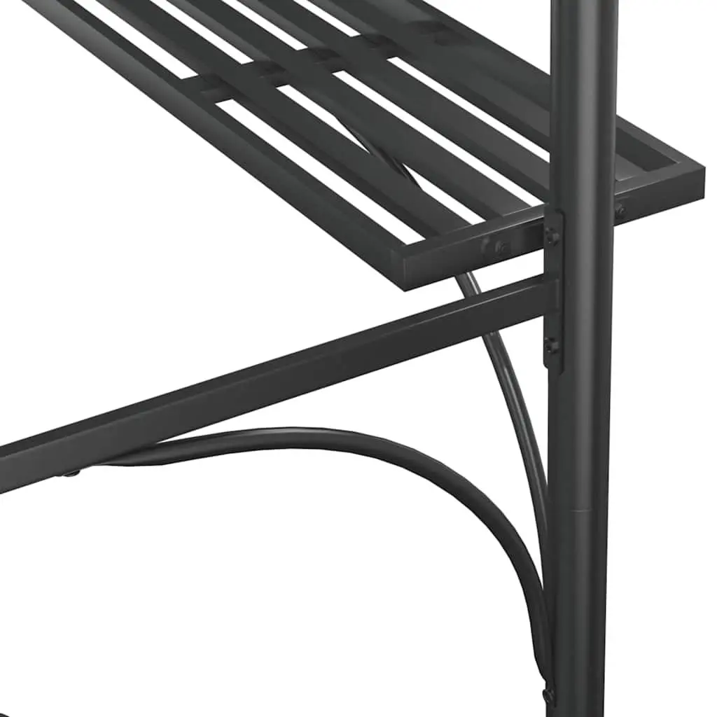 BBQ Gazebo Anthracite 220x115x230cm Steel Frame with Side Shelves and Hanging Bars for Outdoor Entertaining