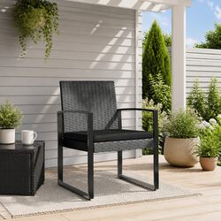 Garden Dining Chairs Set 2 pcs Grey Outdoor Patio Seating with Armrests Backrest