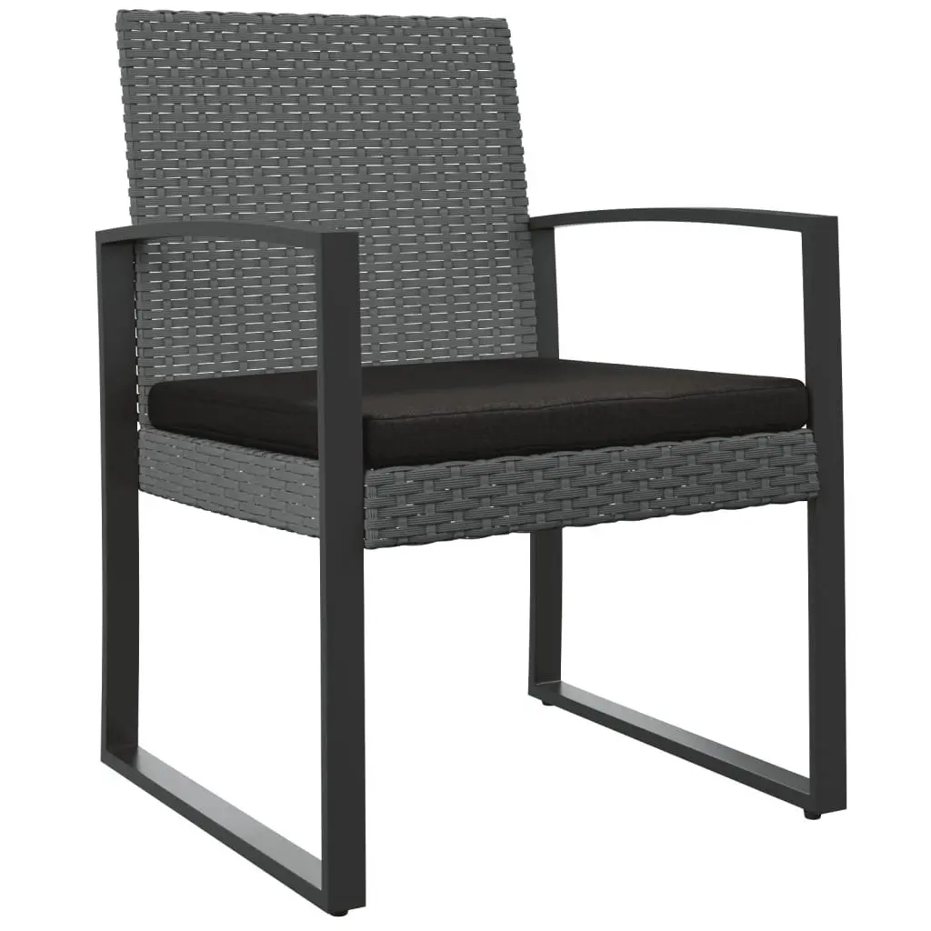 Garden Dining Chairs Set 2 pcs Grey Outdoor Patio Seating with Armrests Backrest