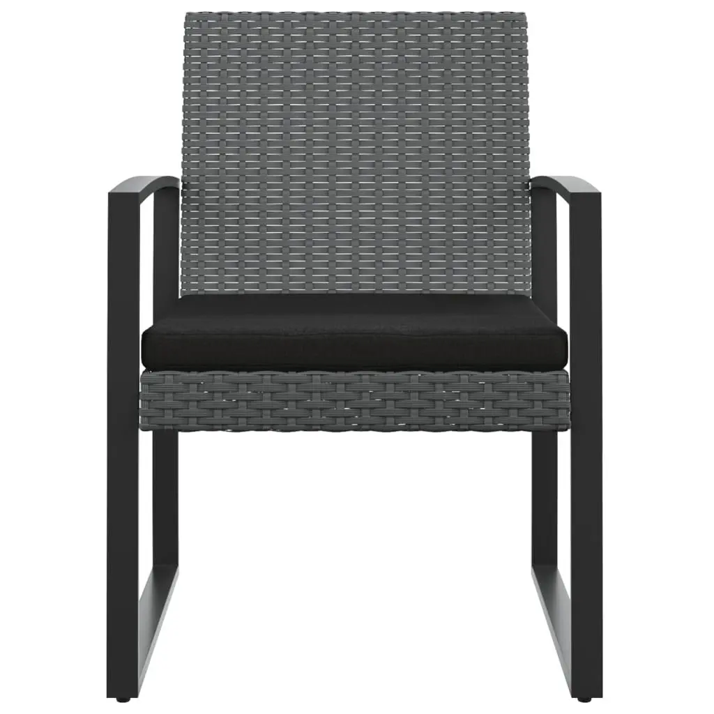 Garden Dining Chairs Set 2 pcs Grey Outdoor Patio Seating with Armrests Backrest