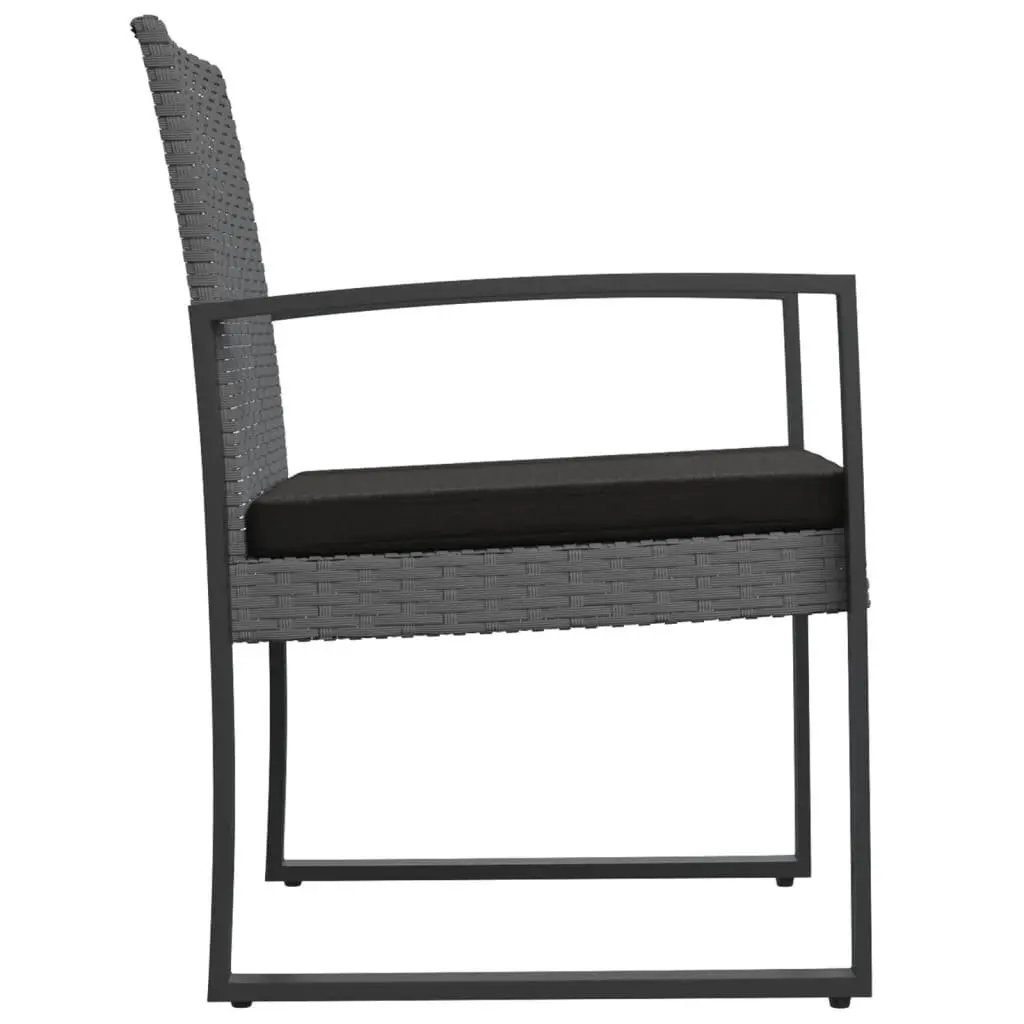 Garden Dining Chairs Set 2 pcs Grey Outdoor Patio Seating with Armrests Backrest