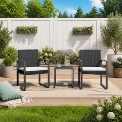 Concise 3-Piece Garden Dining Set with Cushions