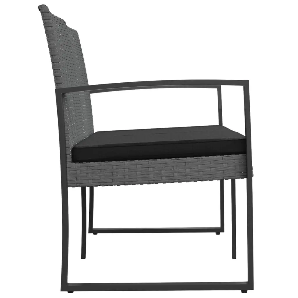 2-Seater Garden Bench Grey Rattan with Cushions Ergonomic Support