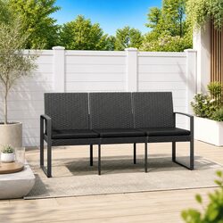 3-Seater Garden Bench with Cushions - Perfect for Outdoors