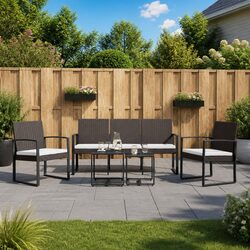 Compact 5-Piece Brown Dining Set for Outdoor Use