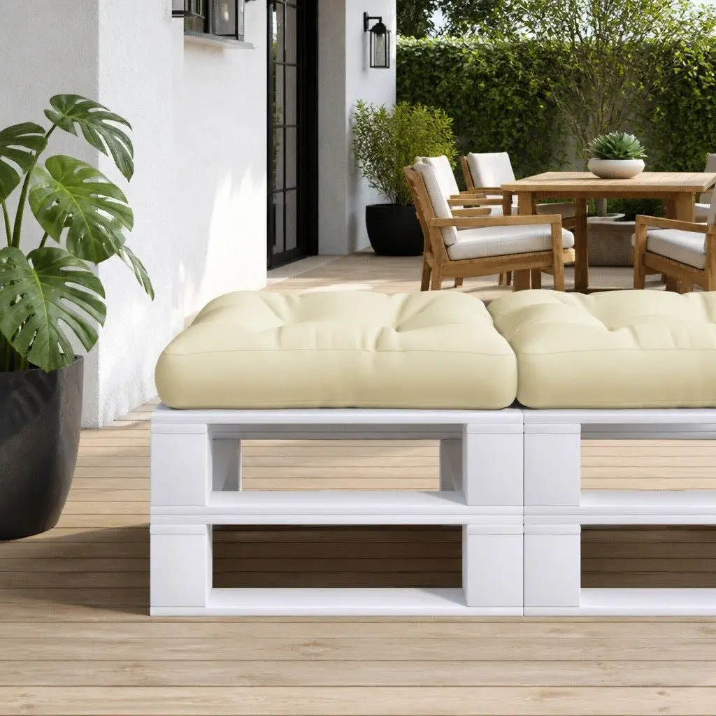 Pallet Cushion Outdoor Garden Sofa Seat Pad Cream 60x60x12cm Soft Hollow Fibre Filling