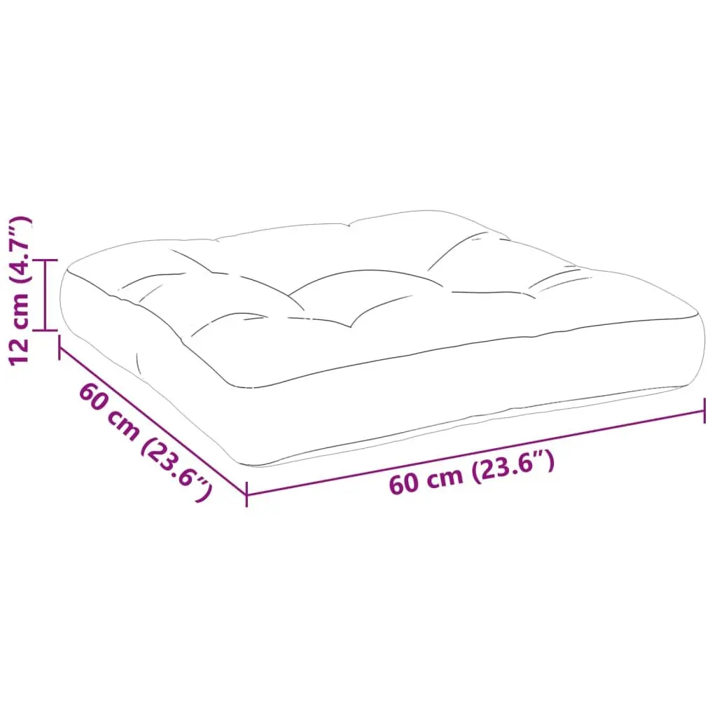 Pallet Cushion Outdoor Garden Sofa Seat Pad Cream 60x60x12cm Soft Hollow Fibre Filling