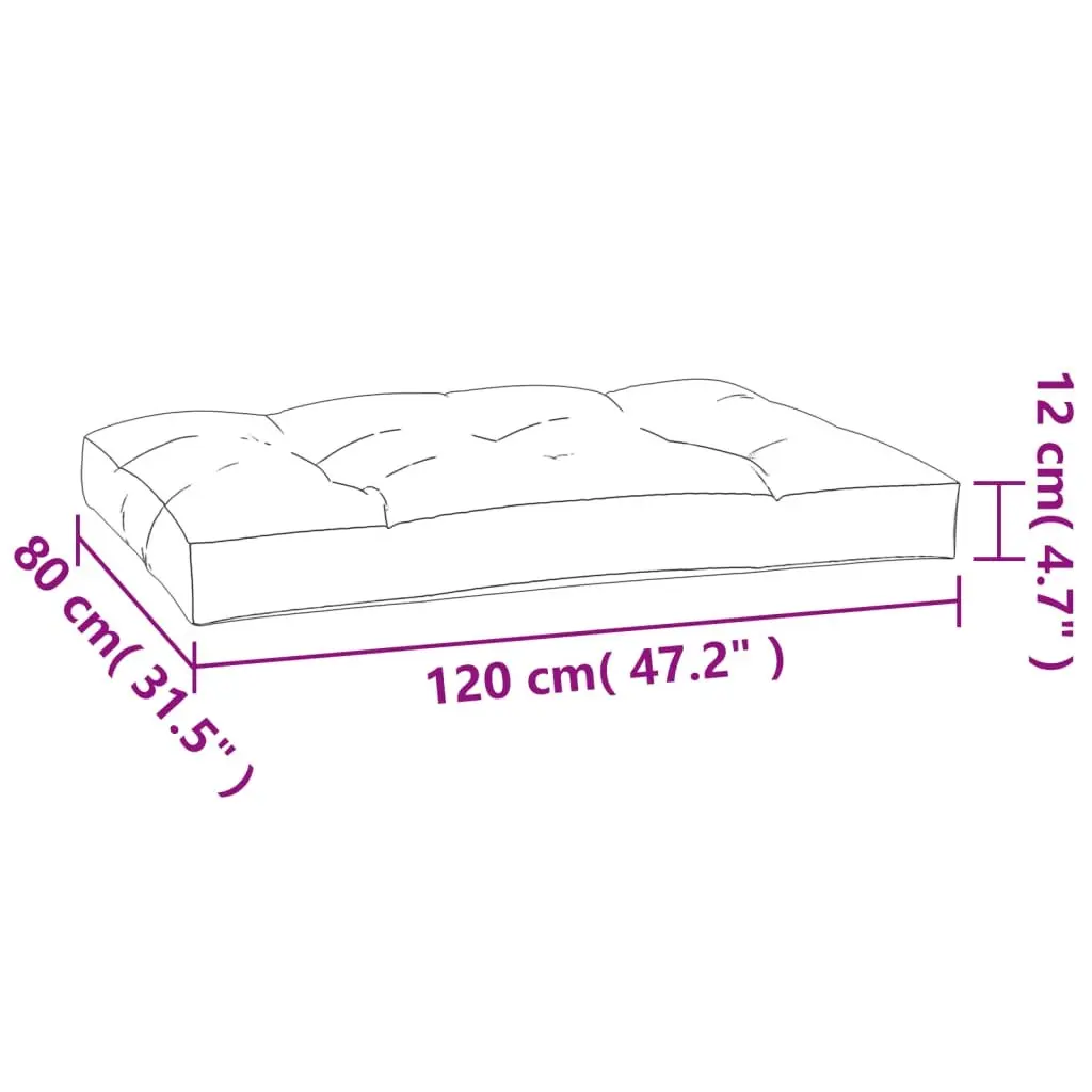 Pallet Cushion Grey 120x80x12 cm Outdoor Garden Sofa Seat Pad Durable Polyester Fabric