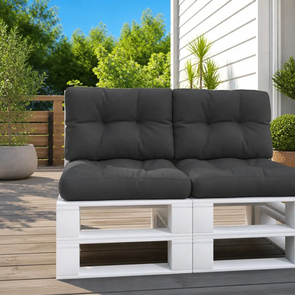 Pallet Cushions Black 2 pcs Polyester Outdoor Garden Furniture Seat Pad