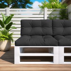 Pallet Cushions 2 pcs Black Outdoor Garden Sofa Seat Pad Polyester Fabric