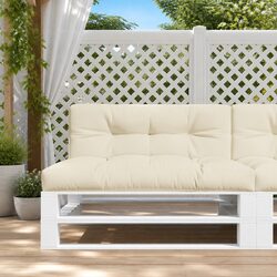 Pallet Cushions 2 pcs Cream Fabric Outdoor Garden Sofa Seat Pad Filling