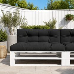 Pallet Cushions 2 pcs Black Outdoor Garden Sofa Seat Pad Chair Cushion Set