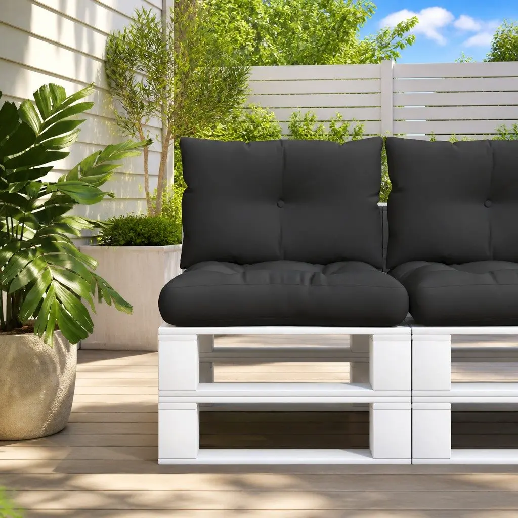 Pallet Cushions Black 2 pcs Outdoor Garden Sofa Seat Pad Filling Comfort