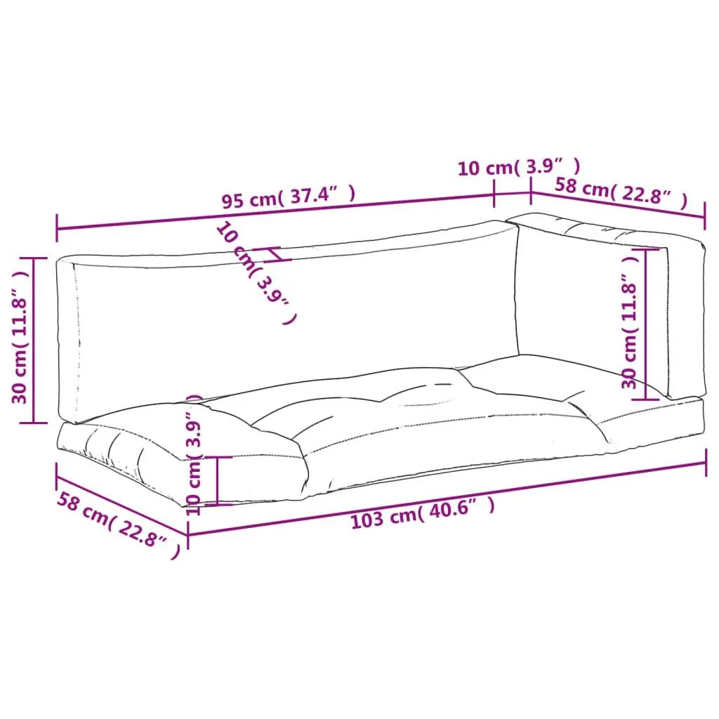 Pallet Cushions Anthracite 3 Piece Outdoor Garden Furniture Seat Pad
