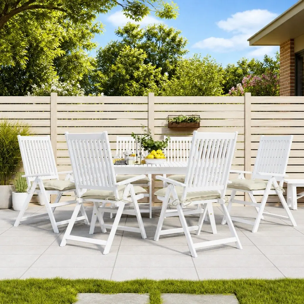 Chair Cushions Cream White 50x50cm Non-Slip Oxford Fabric 6 Piece Outdoor Garden Patio Seat Pad