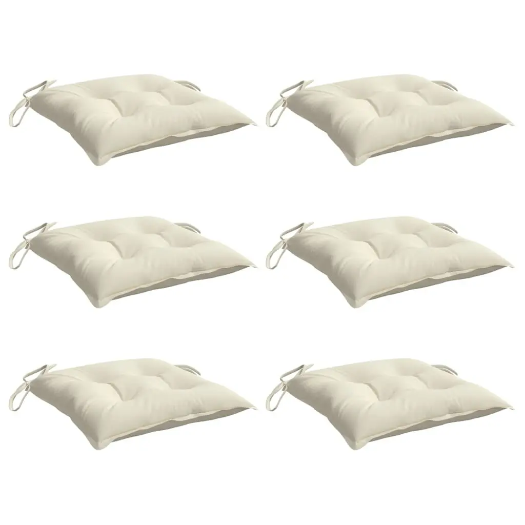 Chair Cushions Cream White 50x50cm Non-Slip Oxford Fabric 6 Piece Outdoor Garden Patio Seat Pad