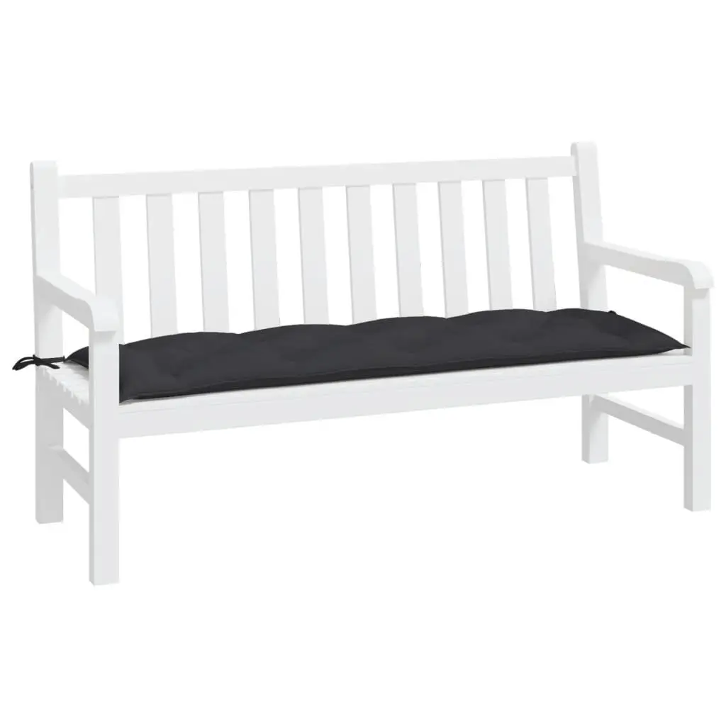Garden Bench Cushion Black 150x50x7cm Oxford Fabric Water-Resistant Soft Filling Non-Slip Attachment