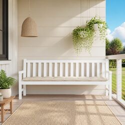 Garden Bench Cushion Beige Outdoor Patio Seat Pad Water Resistant Oxford Fabric