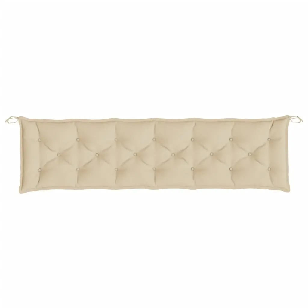 Garden Bench Cushion Beige Water Resistant Oxford Fabric 200 x 50 x 7 cm Non Slip Ropes