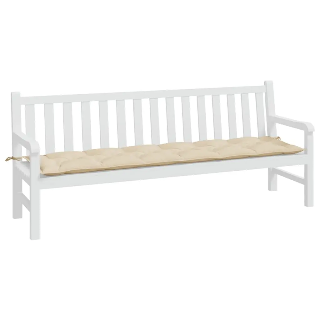 Garden Bench Cushion Beige Water Resistant Oxford Fabric 200 x 50 x 7 cm Non Slip Ropes