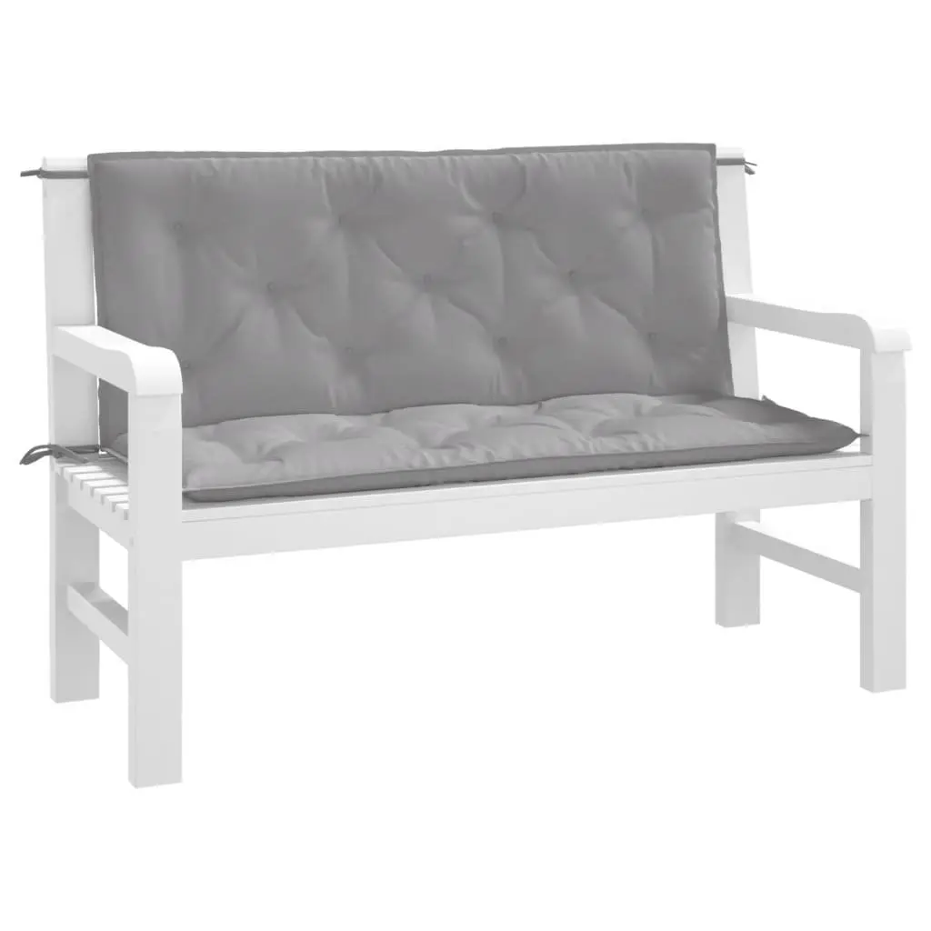 Garden Bench Cushions Grey 120x50x7cm Non-slip Attachment Ropes 2 Piece Set