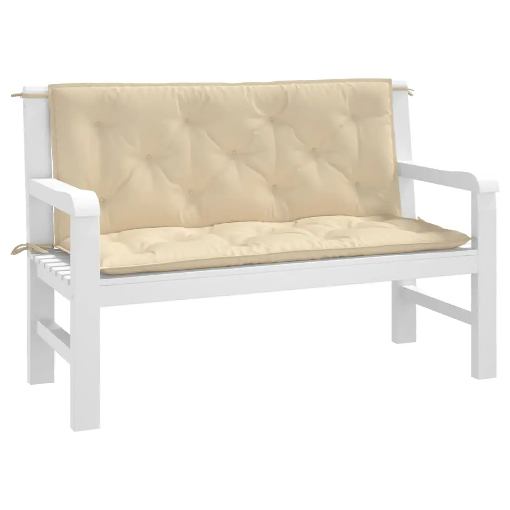 Garden Bench Cushions Beige 120x50x7 cm Oxford Fabric Durable Soft Filling Non-Slip Ropes