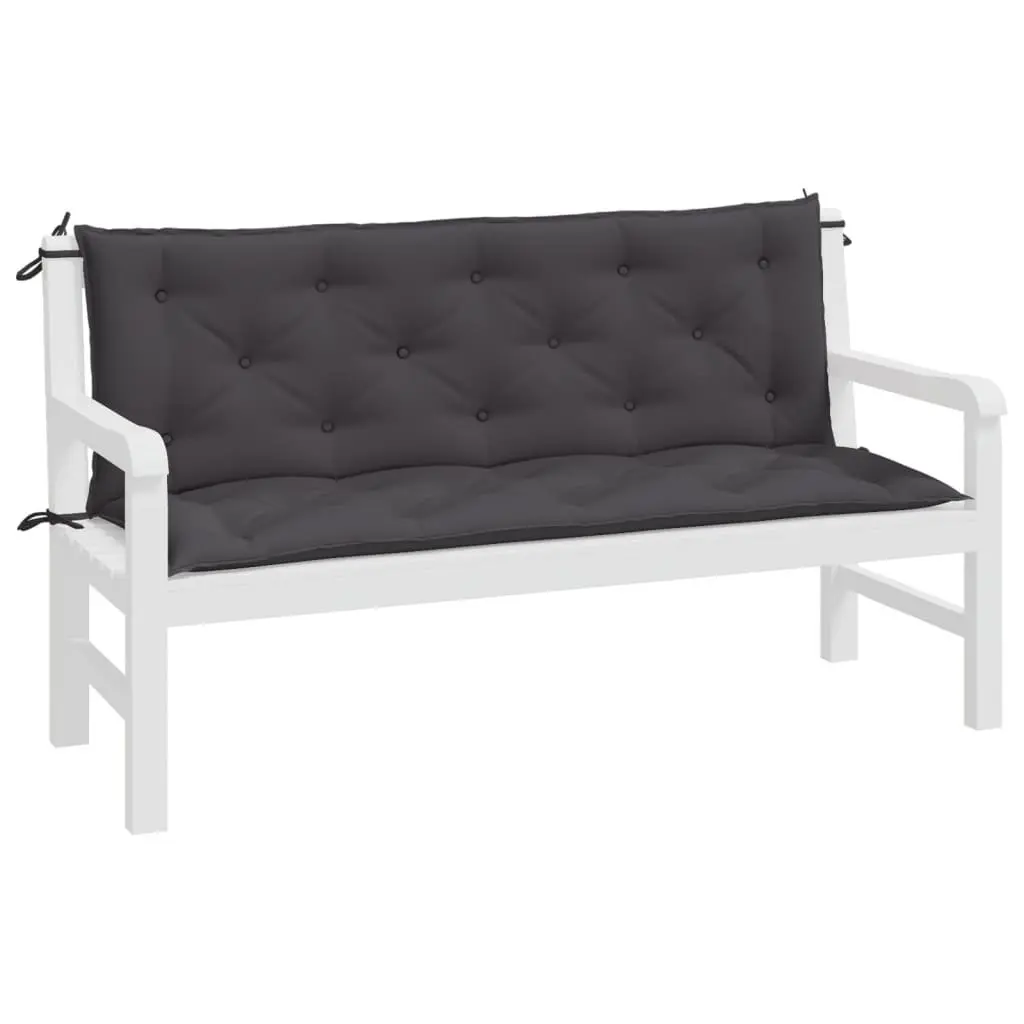 Garden Bench Cushions 2 Pieces Anthracite Oxford Fabric Outdoor Patio Seating