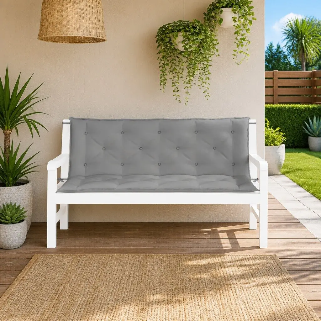 Garden Bench Cushion Grey 150x50cm Water-Resistant Oxford 2 Piece
